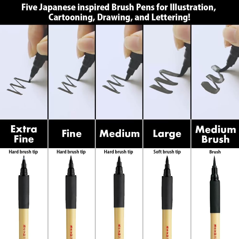 Kuretake Bimoji Fude Pen zwarte inkt, zacht breed brush