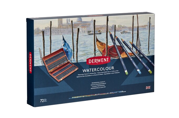 Watercolour potloden set 72 stuks Derwent Houten Kist