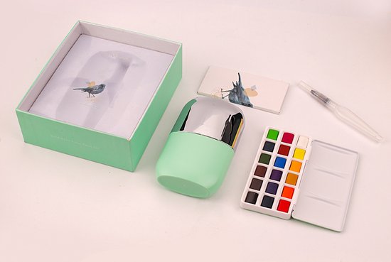 Miya HIMI Solid Aquarelverf Set 18 Kleuren in box groen