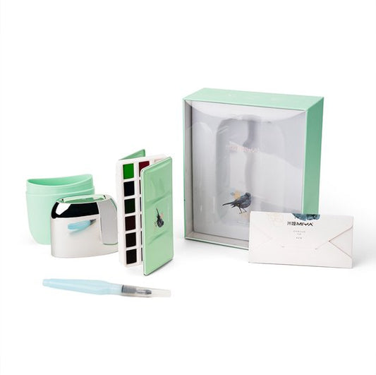 Miya HIMI Solid Aquarelverf Set 18 Kleuren in box groen