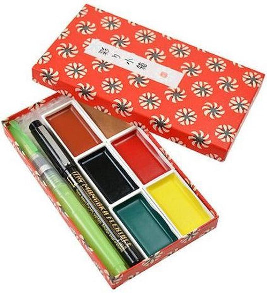 Water brush set met Gansai Tambi inkten.