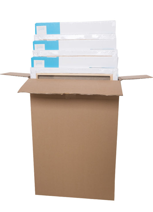 Doos (6) 90x90 cm, Schildersdoek linnen smal, in de winkel ook per stuk te koop