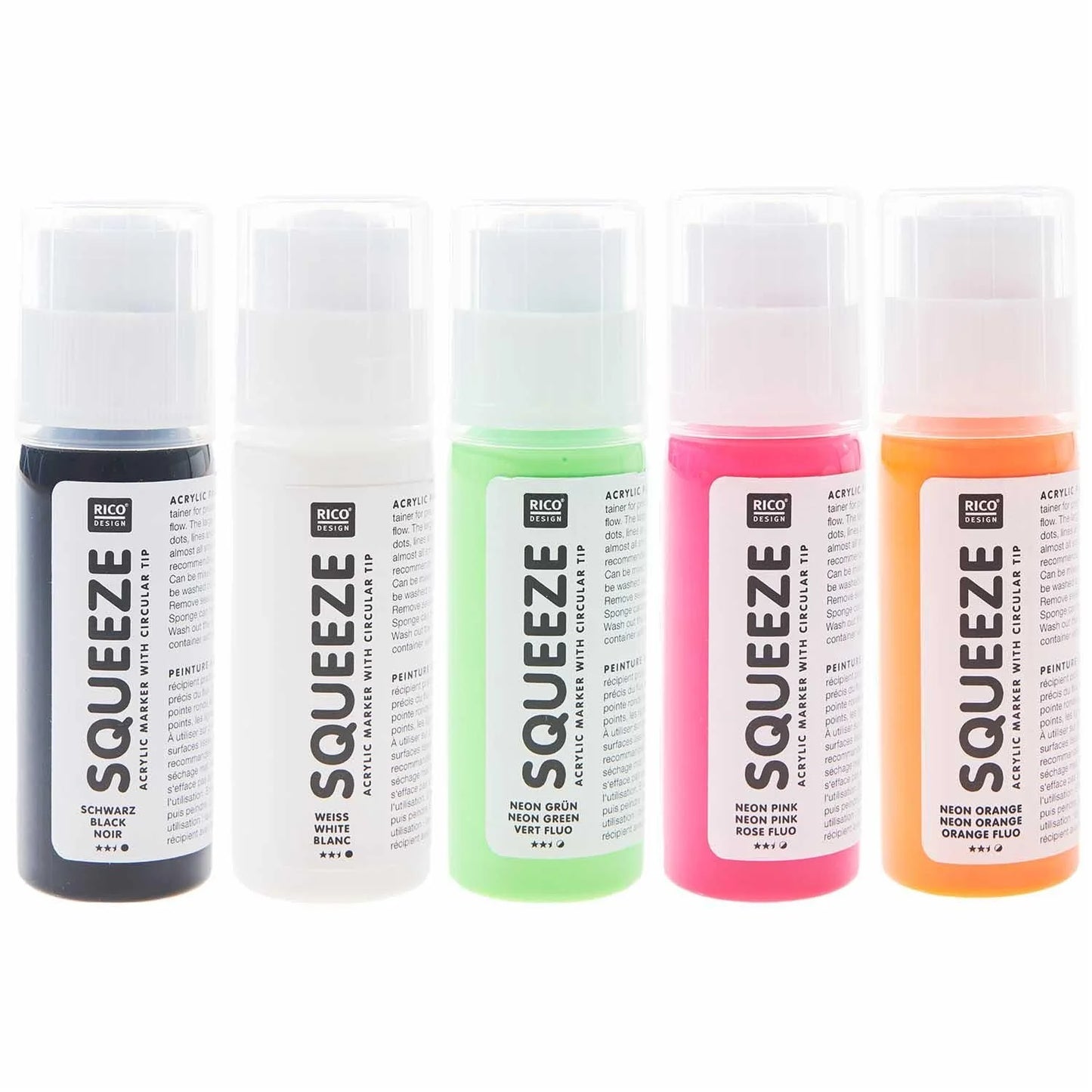 Squeeze Neon Acryl Marker set 5 x 60 ml