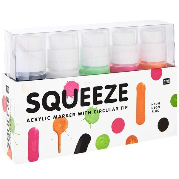 Squeeze Neon Acryl Marker set 5 x 60 ml