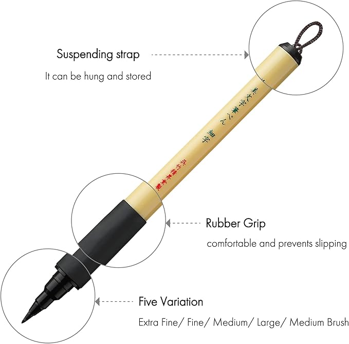 Kuretake Bimoji Fude Pen zwarte inkt, zacht breed brush