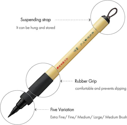 Kuretake Bimoji Fude Pen zwarte inkt, zacht breed brush