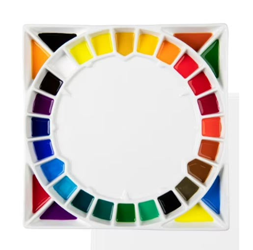 Meeden XL vierkant palet porselein 32 diepe vakjes + mengvak en deksel