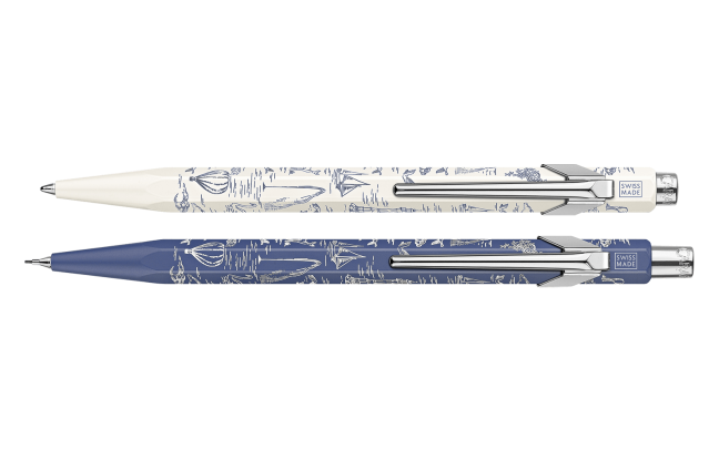 Limited Edition set BallPoint + Mechanish Potlood Caran D'ache 849 Toile de Jouy wit en blauw