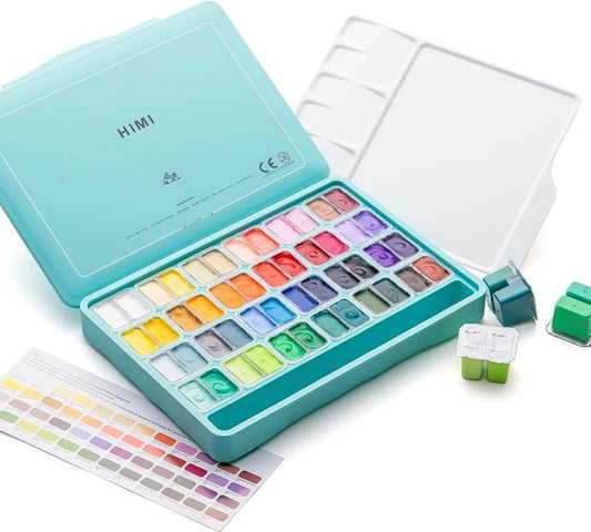 HIMI Gouache Set 48 kleuren in box Turquoise