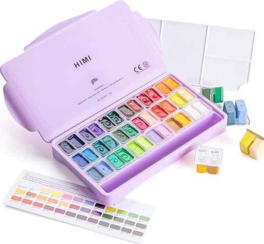 HIMI Gouache Set van 36 kleuren twin split cups Lila