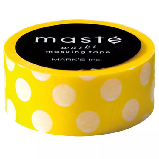 Washi tape Masté geel met stippen