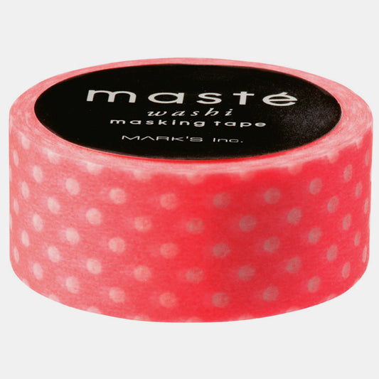 Washi tape Masté neon roze witte stippen